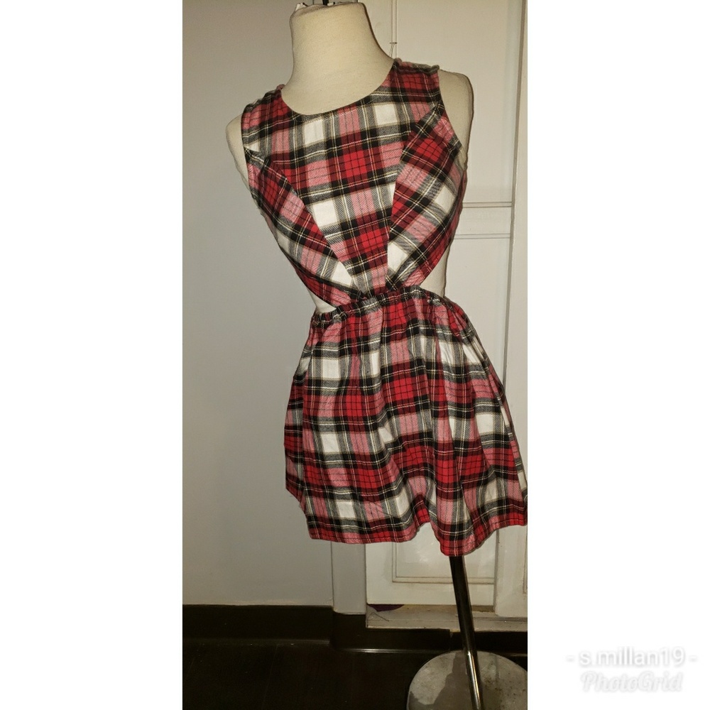 Plaid Cutout Skater dress